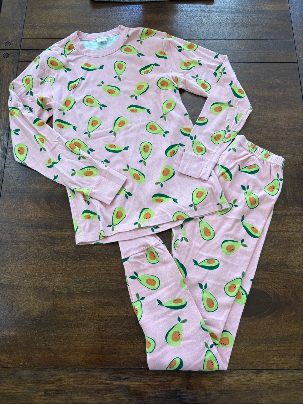 Hanna Andersson pink avocado print organic cotton long john pajama set women S